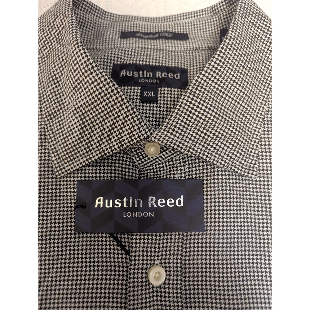 Austin Reed London L Sleeve Shirt Mens XXL Cotton Black/White Print NWT Vintage